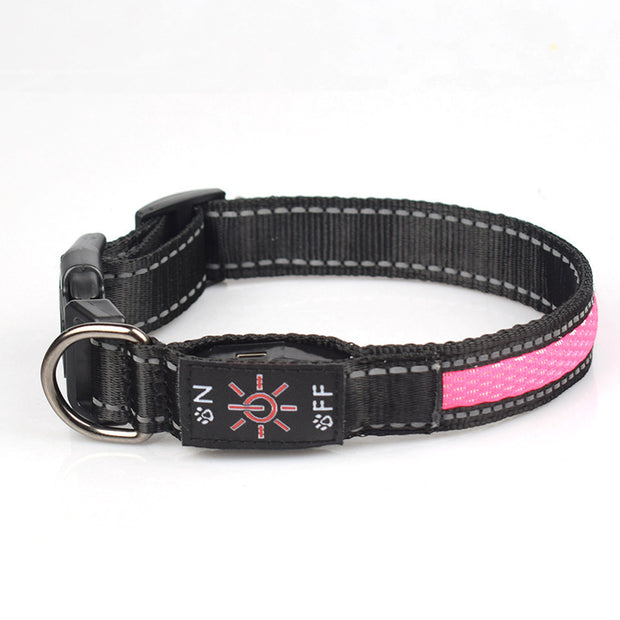LED Luminous Nylon Mesh Pet Collar Type-c Charging Port Waterproof Dog