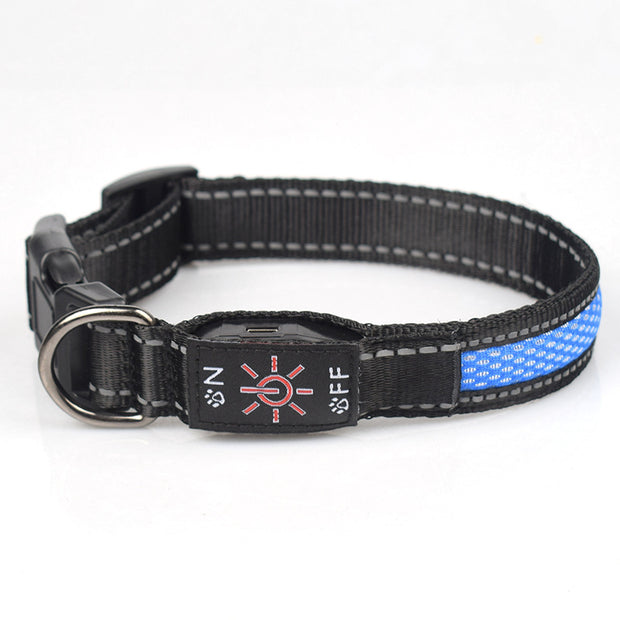 LED Luminous Nylon Mesh Pet Collar Type-c Charging Port Waterproof Dog